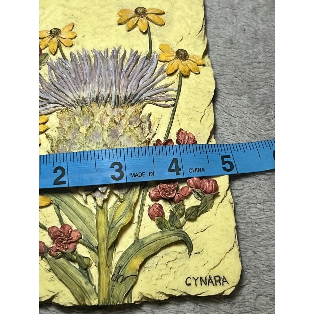 Vintage Set 4 Botanical Floral Wall Plaques Protea Orchid Cynara Ginger Garden